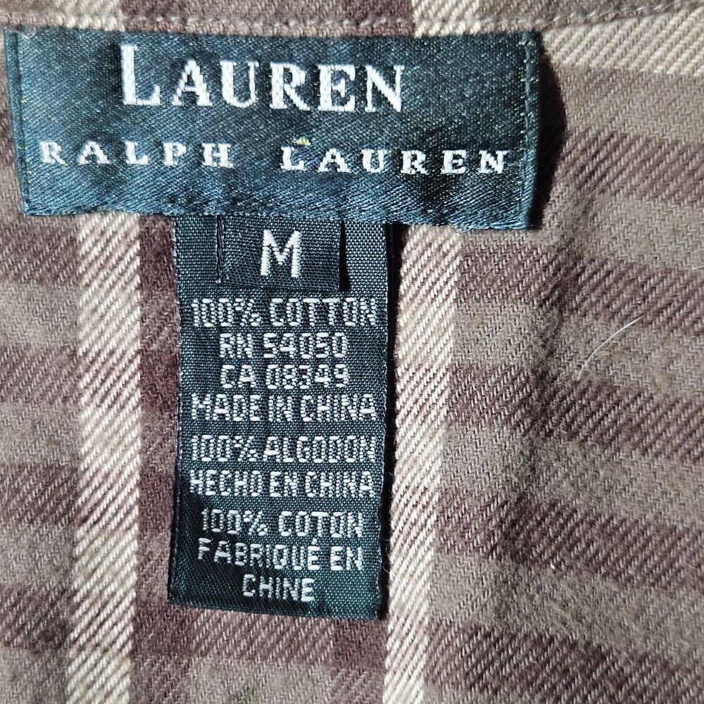 Lauren Ralph Lauren Flannel Shacket Full Zip Size M Olive Green Plaid Shirt - Picture 4 of 8
